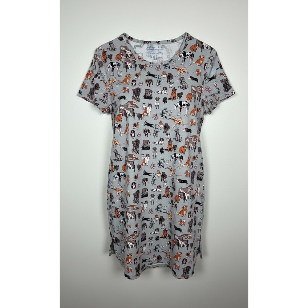 Vera Bradley Size Small Dog Show Nightgown Nightshirt Gray Cotton Stretch